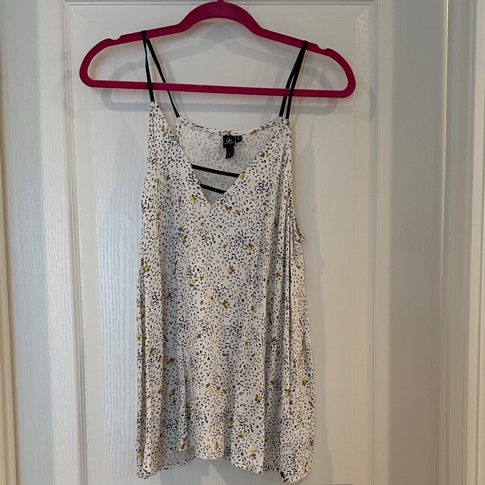 Volcom White and Black Spotted Camisole with Yellow Accents
